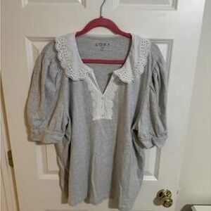 Loft Eyelet Collar Knit Top